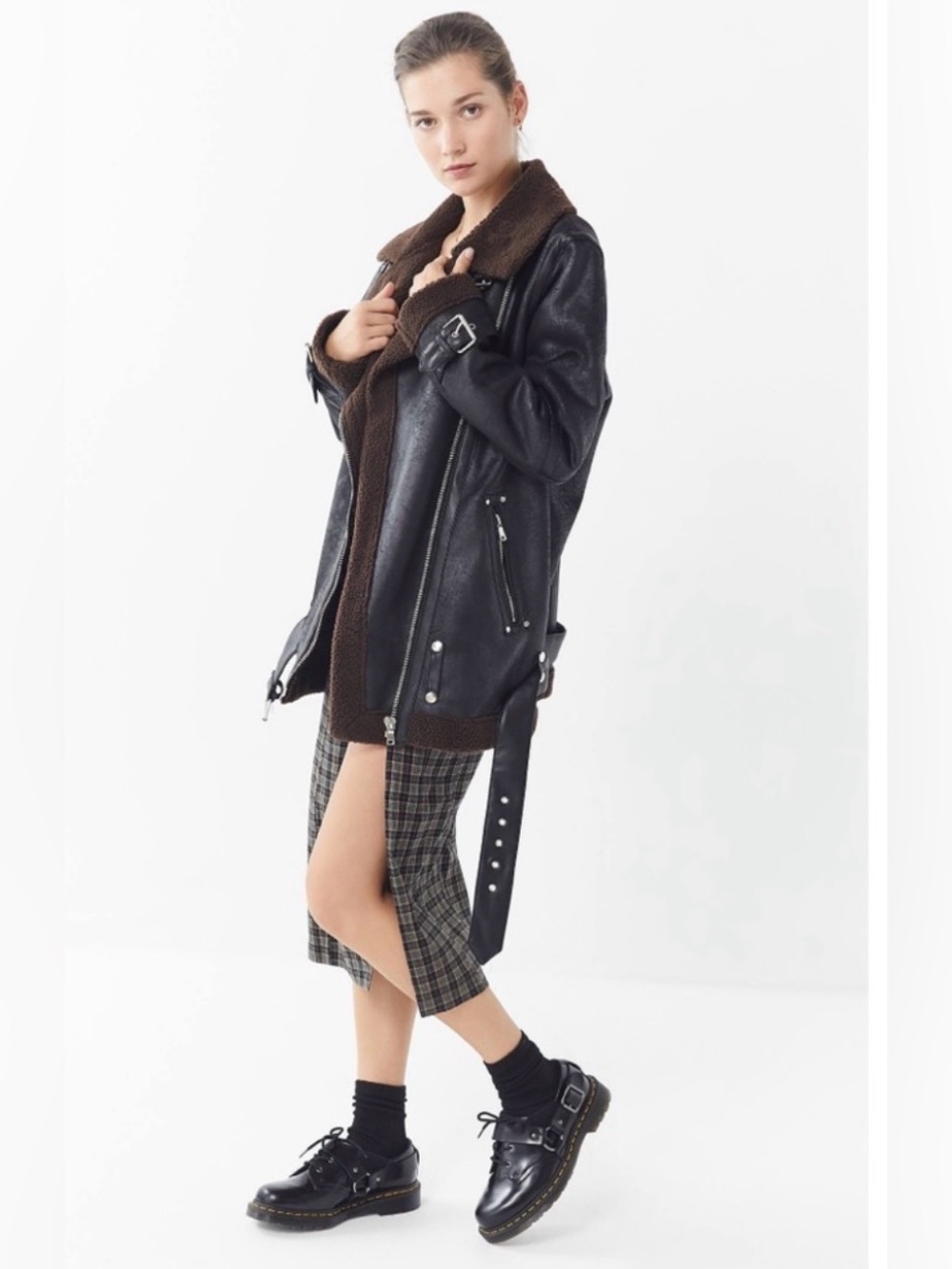 Faux Leather Aviator Jacket NWOT